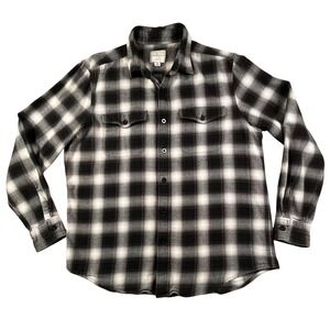 American Eagle Classic Fit Plaid Flannel Shirt‎ Men's Large Black White Cotton